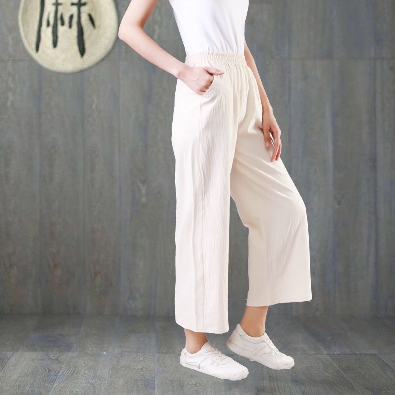 Quần Lửng Cotton Linen Ống Rộng Thời Trang Mùa Hè Cho Nữ 3xl 2021