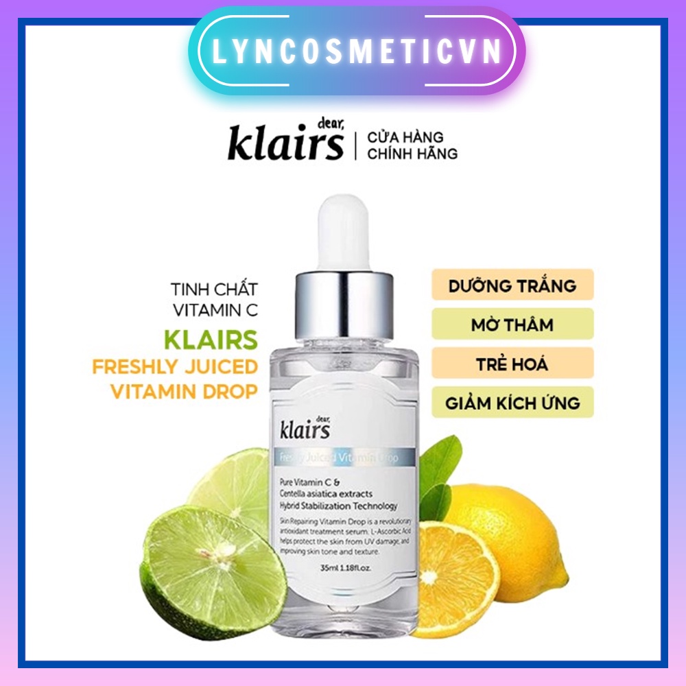 Tinh Chất Serum Vitamin C Giúp Mờ Thâm Nám, Trắng Sáng Dành Cho Da Dễ Kích Ứng Klairs Freshly Juiced Vitamin Drop 35ml