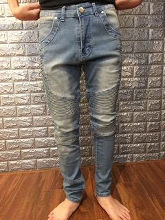 Jeans biker xanh
