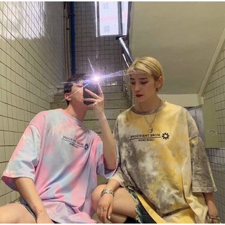Áo thun áo phông unisex tay lỡ loang màu