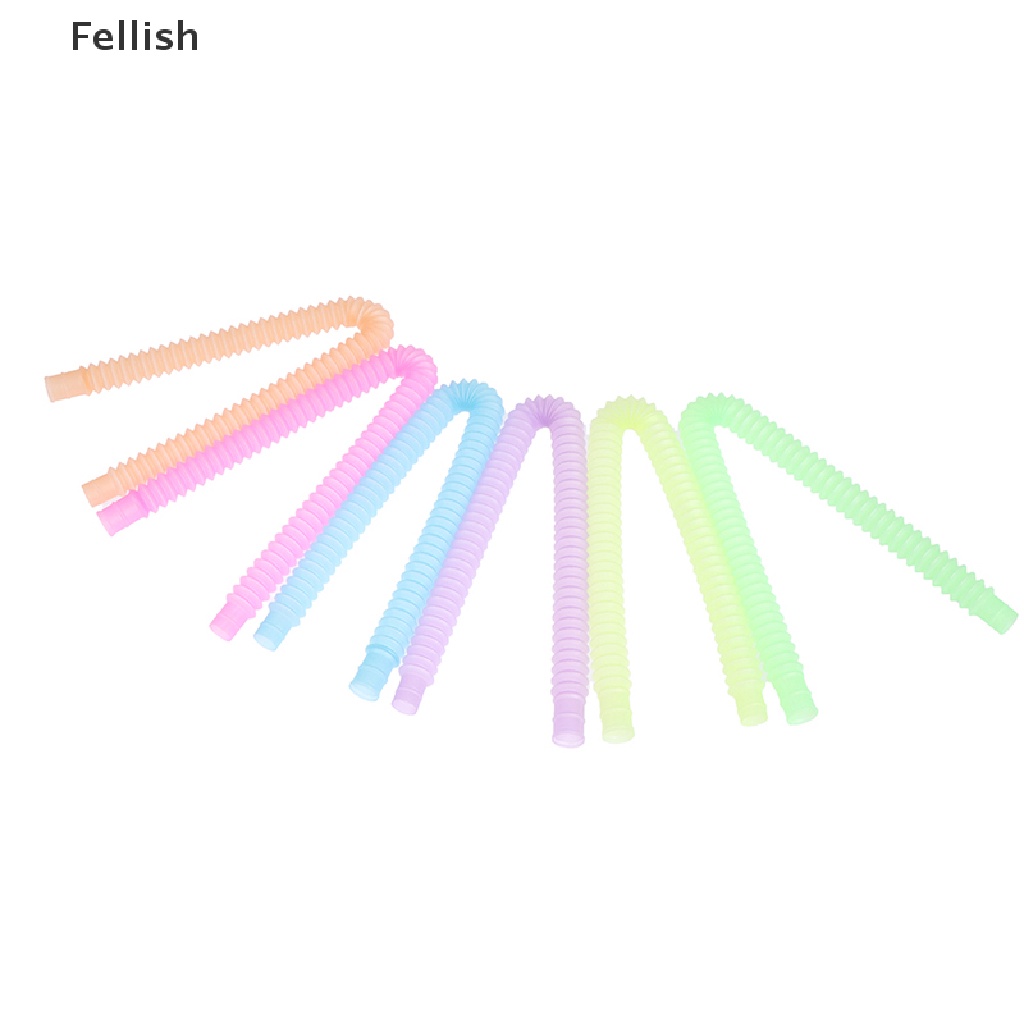 [Fellish] 5Pcs Sensory Luminous Pop Tube Fidget Toy Bellows Stress ADHD Autism Anxiety 436VN