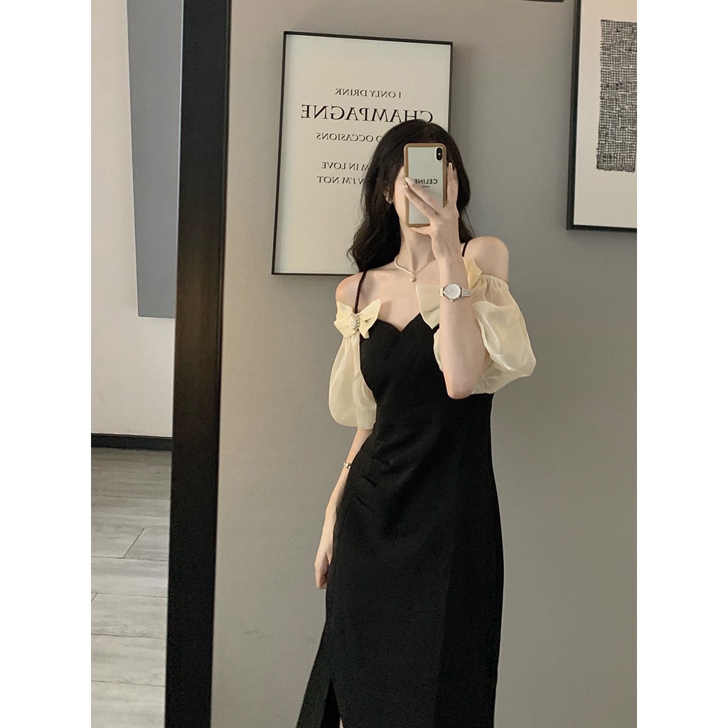 Đầm Hai Dây Dáng Ôm Phong Cách Pháp Cổ Điển Thời Trang Mùa Hè 2022 Dành Cho Nữ