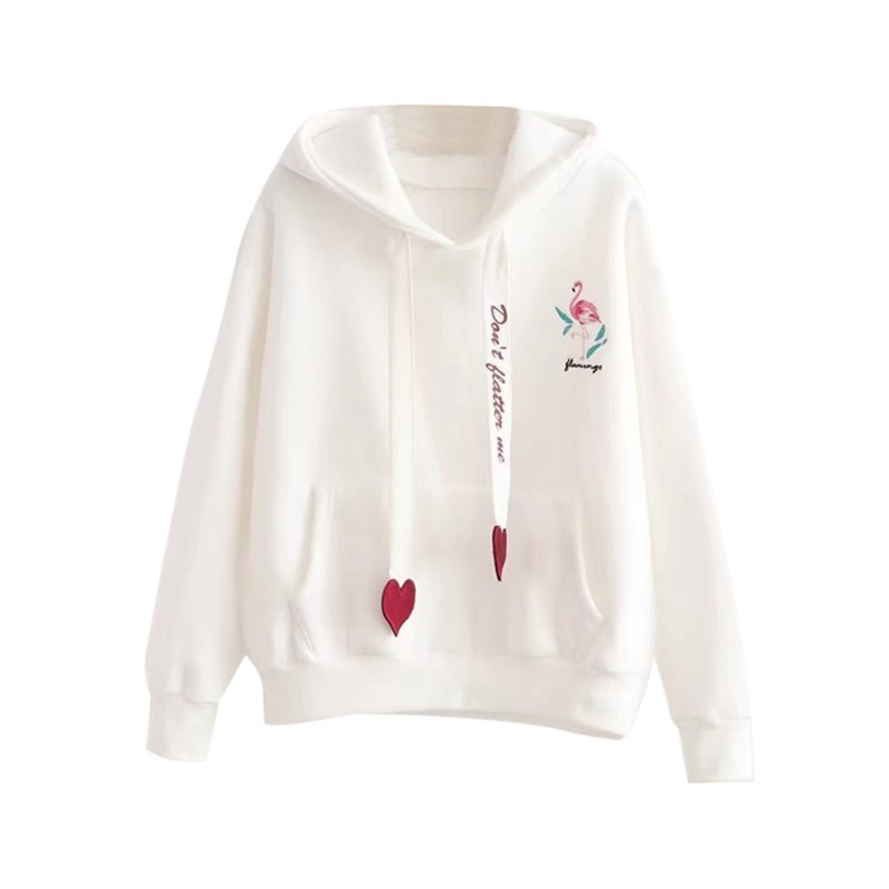 Áo hoodie tay dài phối nón in chữ dễ thương cho nữ