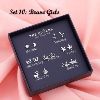 [Bạc 925] Khuyên tai/Bông tai bạc cao cấp - Set 10 Brave Girl - 60k 1 đôi