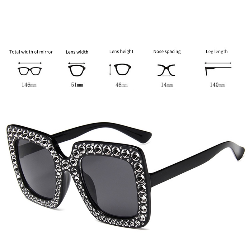 Kính Râm Oversized Đính Đá, Gọng Vuông JP5