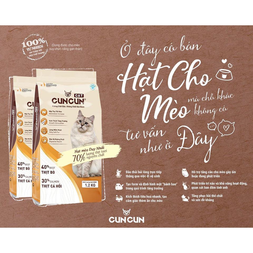 hạt CUN CUN dành cho mèo 1.2kg