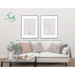 tranh canvas trang trí trừu tượng hiện đại nét vẽ bộ 2 bức 40x60 cm