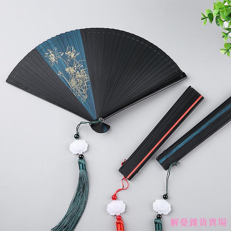 Quạt xếp cầm tay bằng tre phong cách Trung Hoa cổ trang thanh lịch