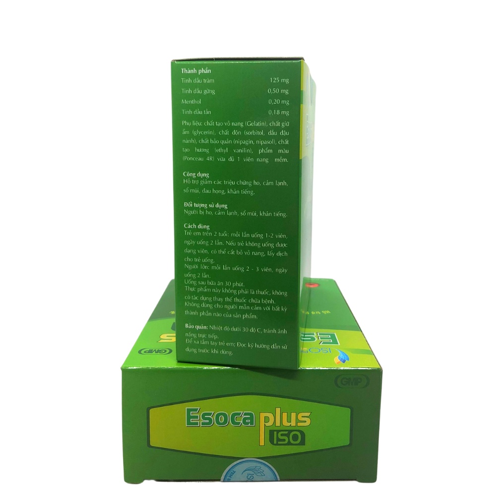Esoca plus Isopharco – Hỗ trợ giảm ho do viêm họng cảm lạnh giảm đau rát họng