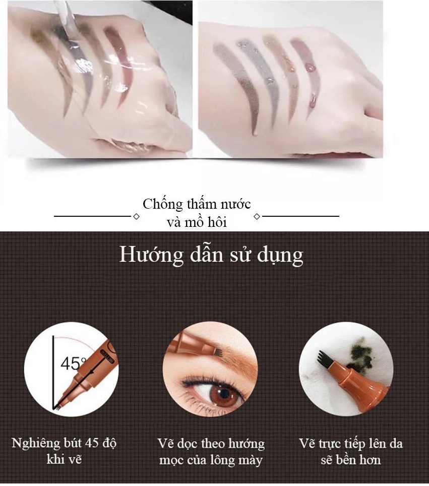 Bút Vẽ Chân Mày Phẩy Sợi 4D Không Thấm Nước