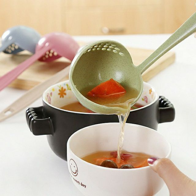 Muôi múc canh chất liệu nhựa lúa mạch vá múc canh cao cấp cái môi múc nước lẩu có sẵn lỗ gạn nước nhiều màu sắc cute