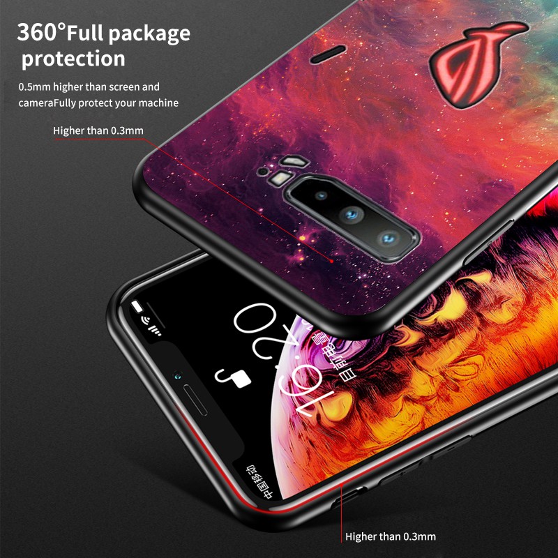 Ốp điện thoại kính cường lực màu sắc cho asus rog 3 strix 5 pro rog phone ii 2 zs660kl zs661ks rog2 rog3 rog5