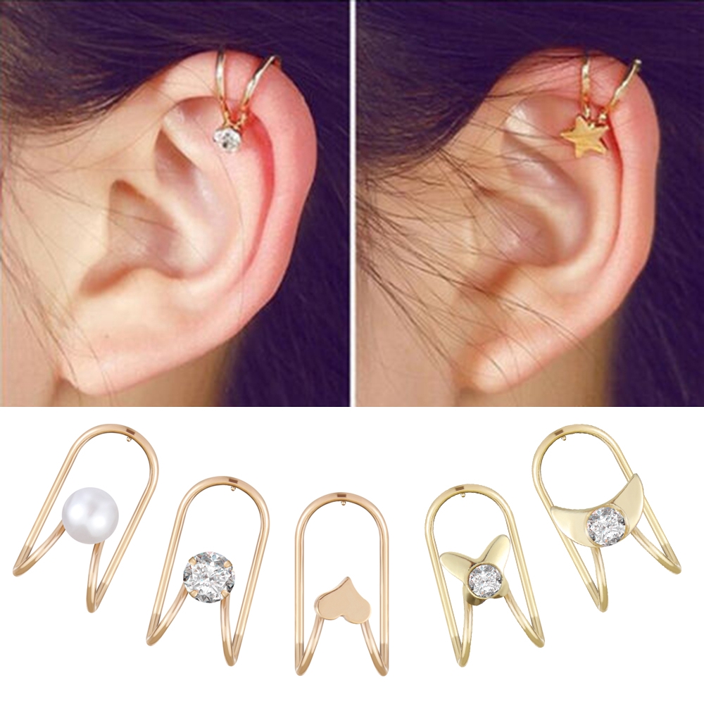 OSIER Pearl Diamond Geometric shape Ladies Jewelry No Piercing Women Gift Ear Cuff Clip