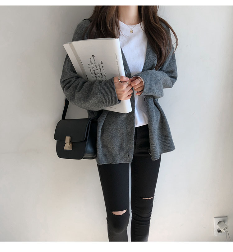 Áo Khoác Cardigan Bằng Len Dệt Kim Dáng Rộng Phong Cách Harajuku Dành Cho Nữ | BigBuy360 - bigbuy360.vn