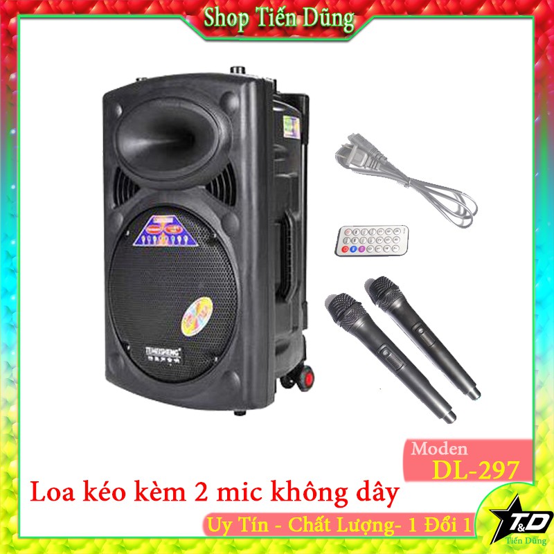 LOA KÉO TEMEISHENG DP-297L loại 3 tấc kèm 2 mic loa sử dụng bình ác quy cho âm thanh và thời gian hay với lâu