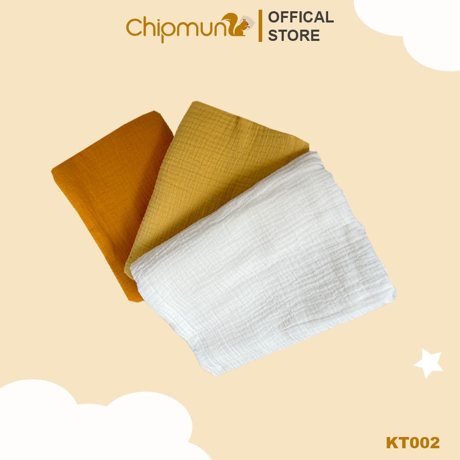 Bộ khăn tắm, gội đầu, rửa mặt 4 lớp cho trẻ sơ sinh CHIPMUNK vải sợi tự nhiên thấm hút tốt, an toàn với làn da bé
