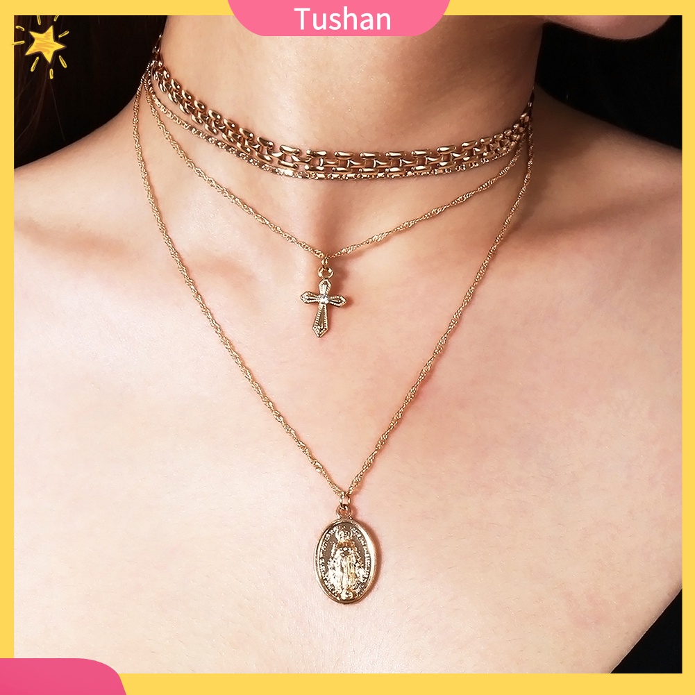 Vòng cổ choker nhiều lớp hình thánh giá tush _
