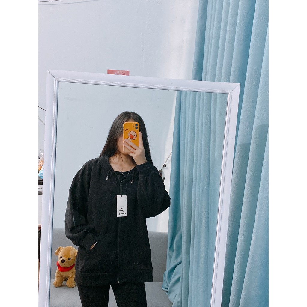 áo hoodie ziper nỉ kèm mũ form rộng oversize tay bồng muticolor dễ mặc kèm ảnh thật unisex HOT