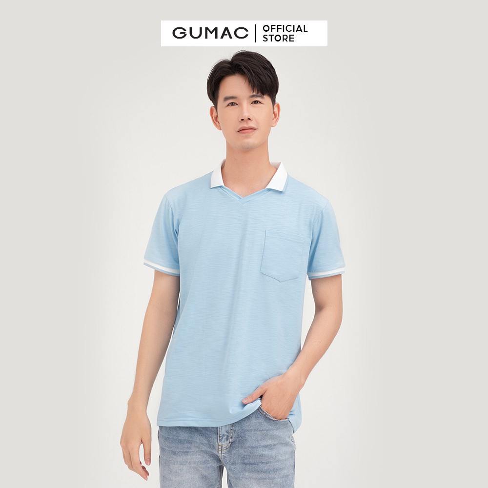 [Mã WABRGUM giảm 10% tối đa 30K đơn 99K] Áo thun nam bo cổ phối túi GUMAC đủ màu, phong cách thanh lịch ATNB480