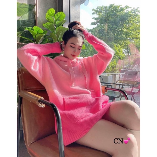 Áo len mũ loang màu