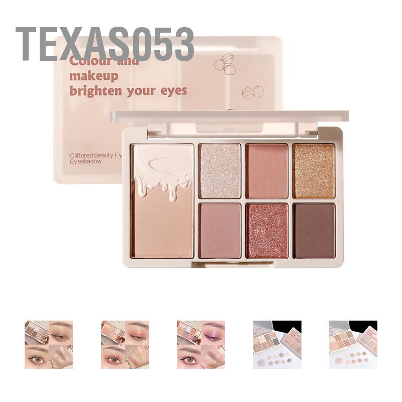 [Hàng mới về] Bảng phấn mắt 7 màu sắc hiệu ứng lì/ ánh nhũ kết hợp trang điểm đa năng thời trang