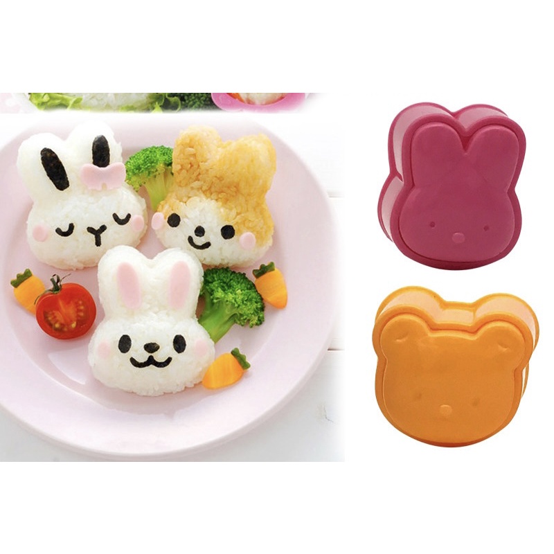 Bộ 3 khuôn tạo hình cơm ăn dặm hình Thỏ Gấu cho bé DHS