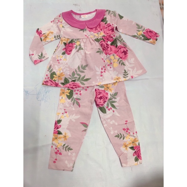 {10-25kg} Bộ cotton dài tay kiểu bánh bèo cho bé gái size nhí