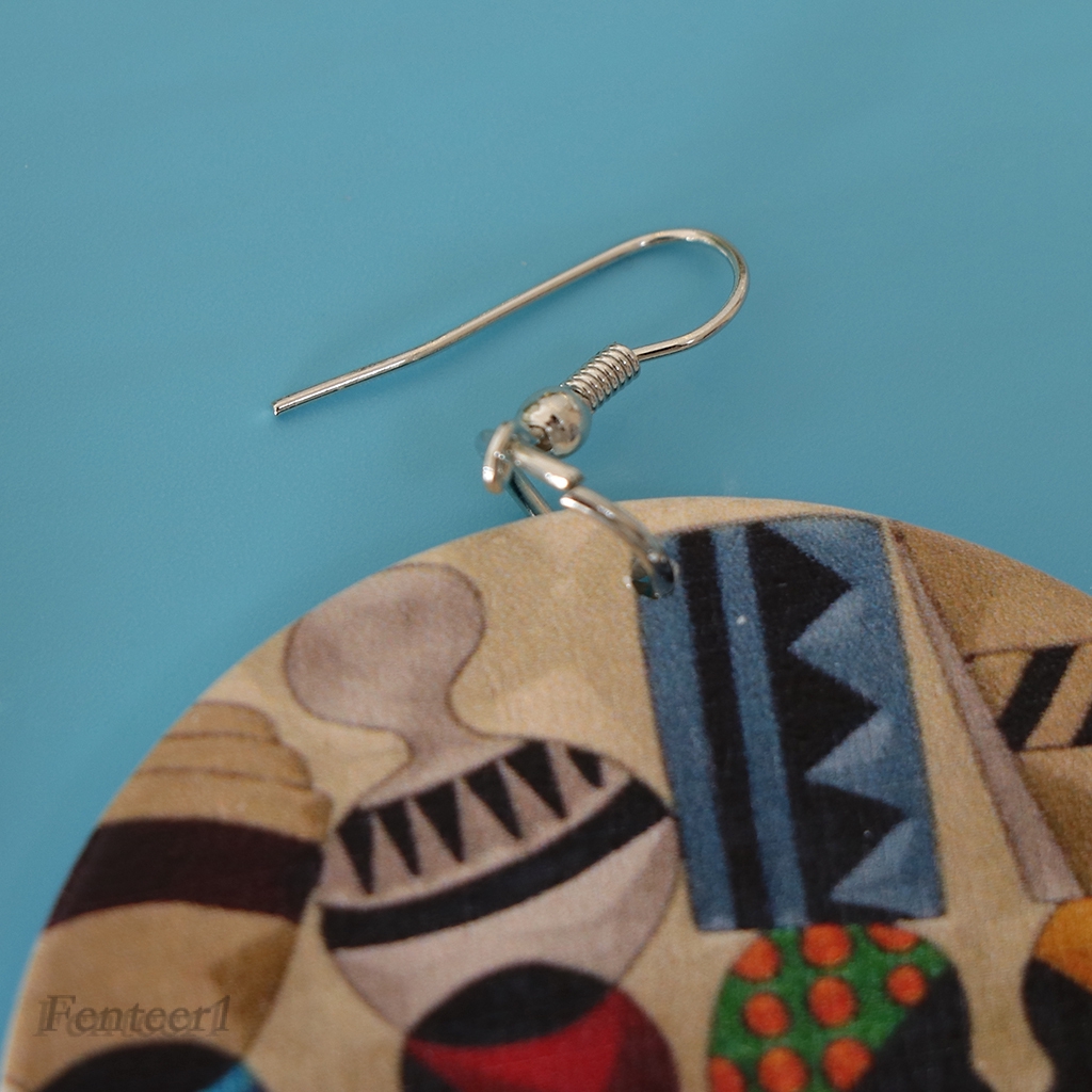 Ethnic Wooden Prints African Girl Jewelry Street Style Earrings for Lady E