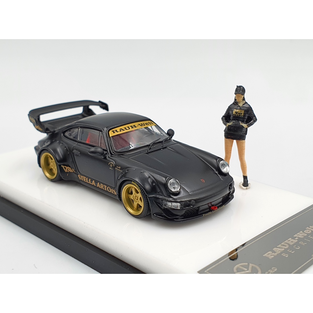 Xe Mô Hình Porsche Rauh-Welt Stella Artois 1:64 Time Micro x Moxtoys ( Đen )