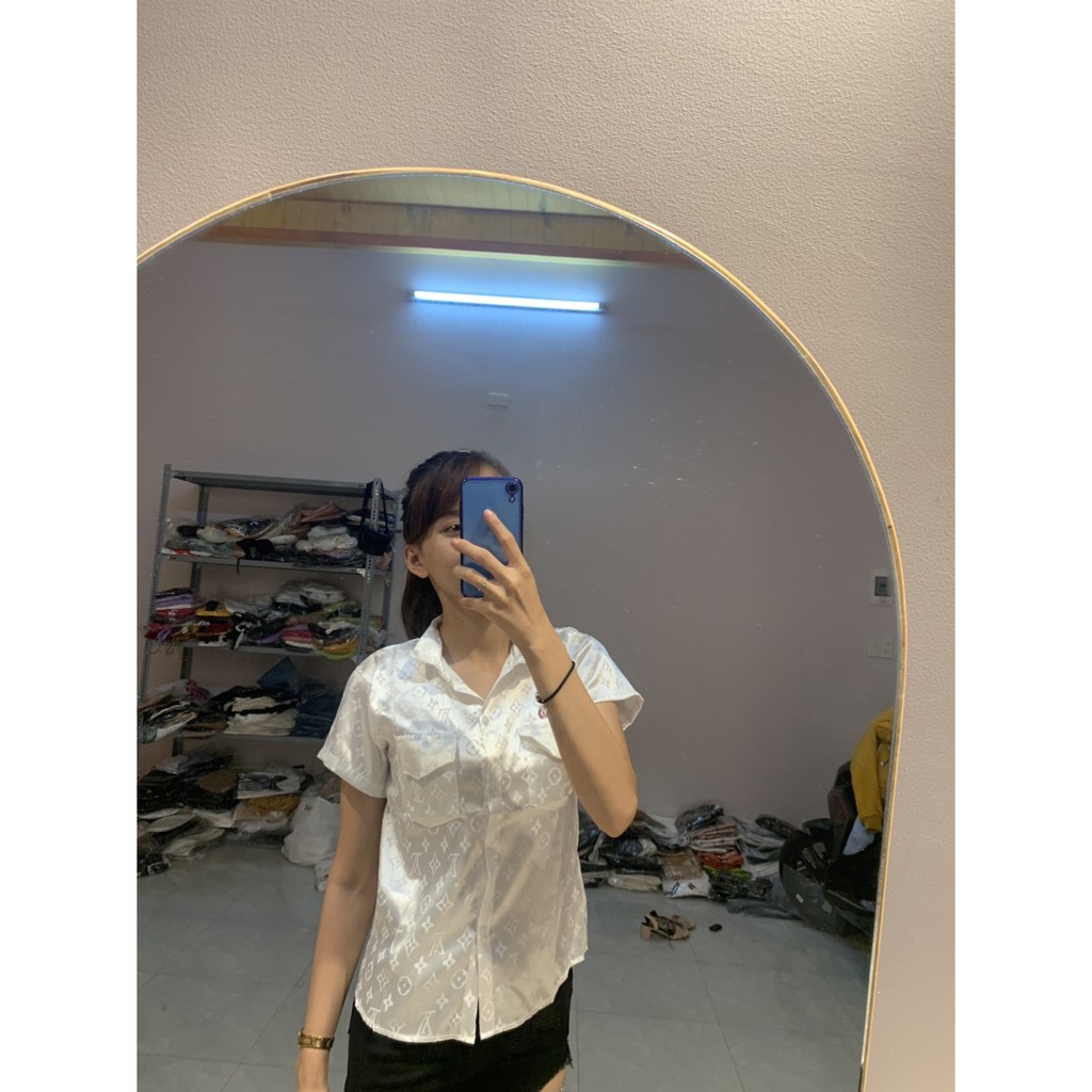 Sơ Mi𝑭𝑹𝑬𝑬𝑺𝑯𝑰𝑷Sơ Mi Tay Ngắn Phi Lụa Họa tiết ,LY STORE