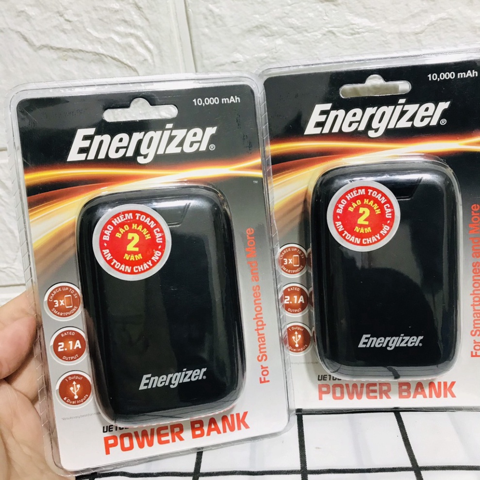 Sạc dự phòng Energizer UE10042 10,000mAh - Thiết kế siêu gọn nhẹ, 2 cổng input tiện dụng &amp; chuẩn sạc nhanh Fast Charge