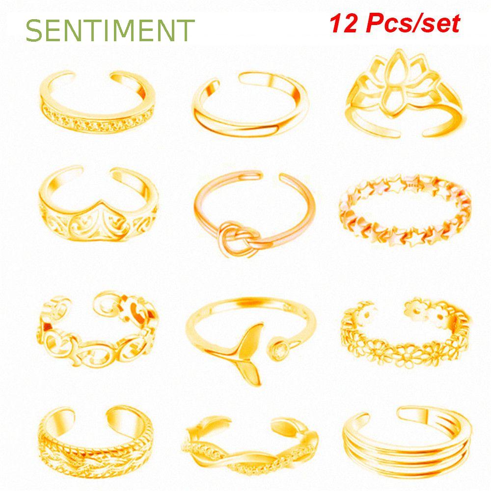 Set 12 Nhẫn Đeo Ngón Chân Thiết Kế Nhiều Màu Sắc Thời Trang Mùa Hè Cho Nữ