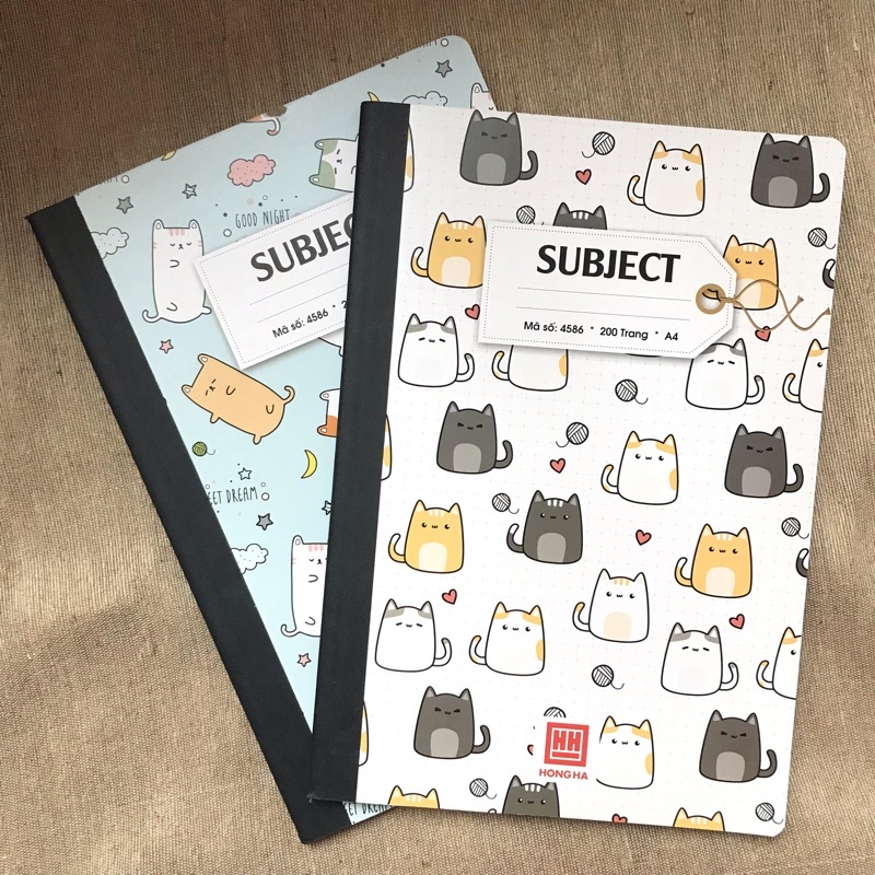 Sổ mèo 200 trang A4, sổ tay A4 hồng hà bìa cứng
