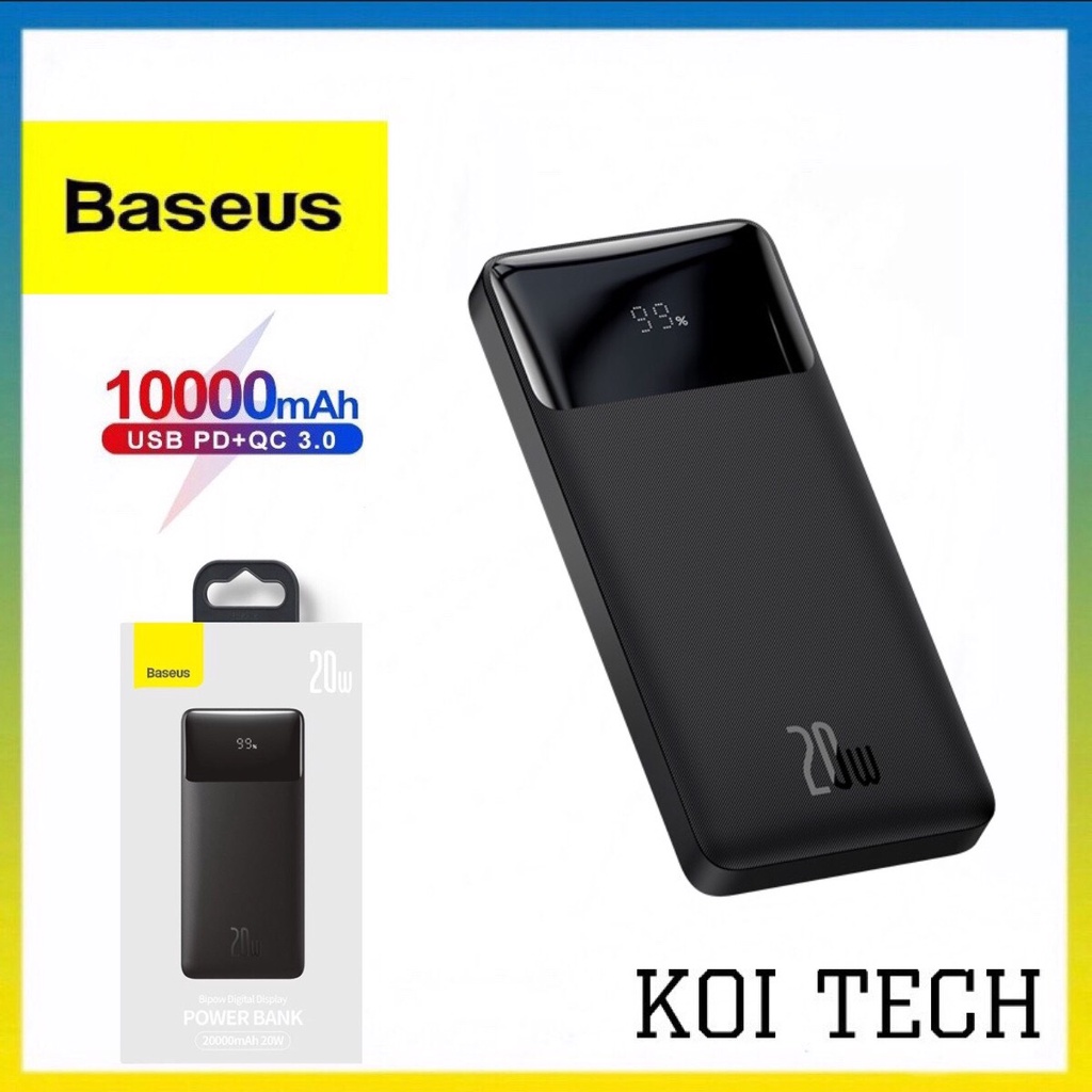 Pin sạc dự phòng nhanh PD 20w QC3.0 Baseus 10000mAh 4 cổng input output - KOI TECH