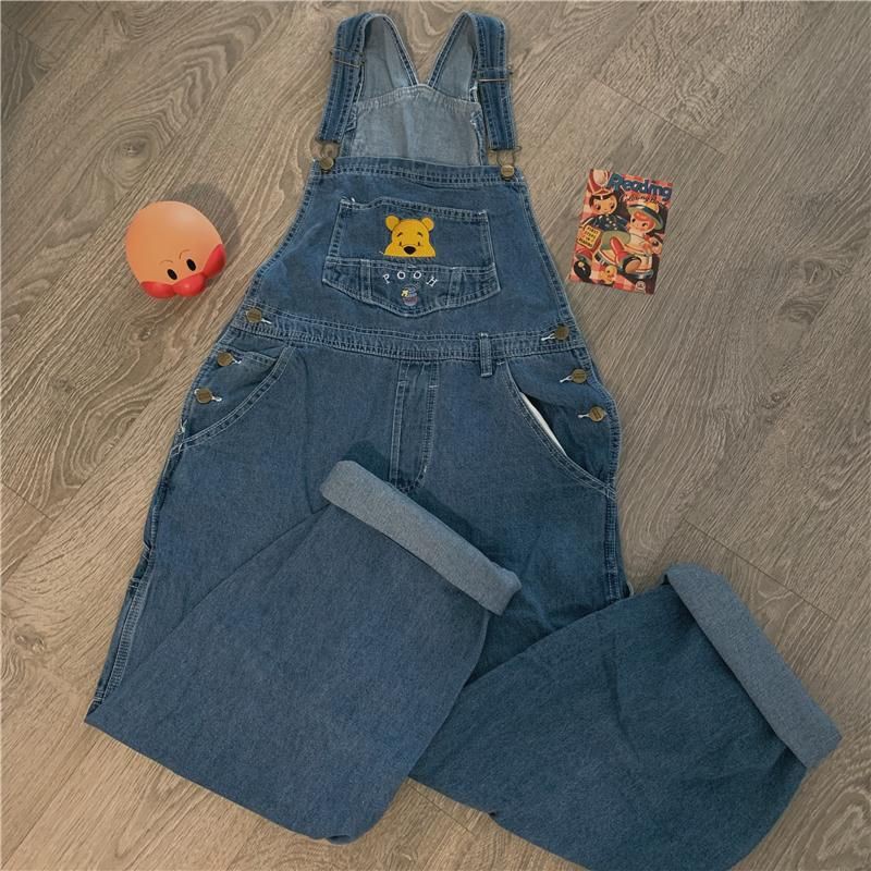 Yếm quần ống rộng thêu hình gấu Pooh 🐻