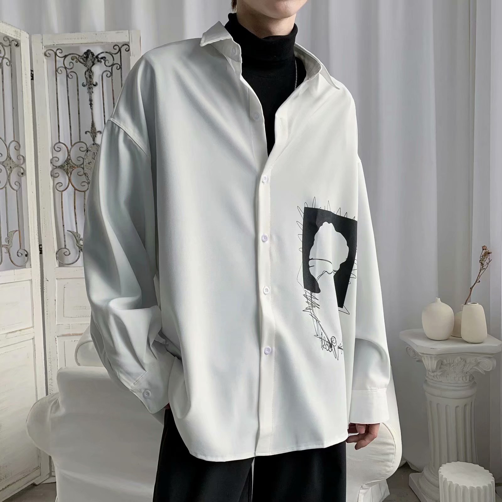 Men's long-sleeved shirt with Korean fashion personality | BigBuy360 - bigbuy360.vn