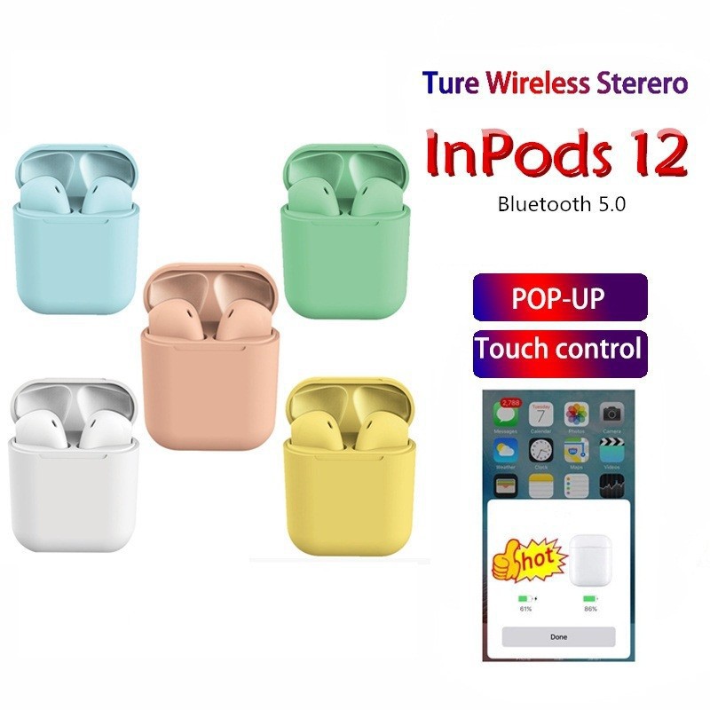 Tai nghe bluetooth inpods 12 True wireless 5.0 có cửa sổ pop up