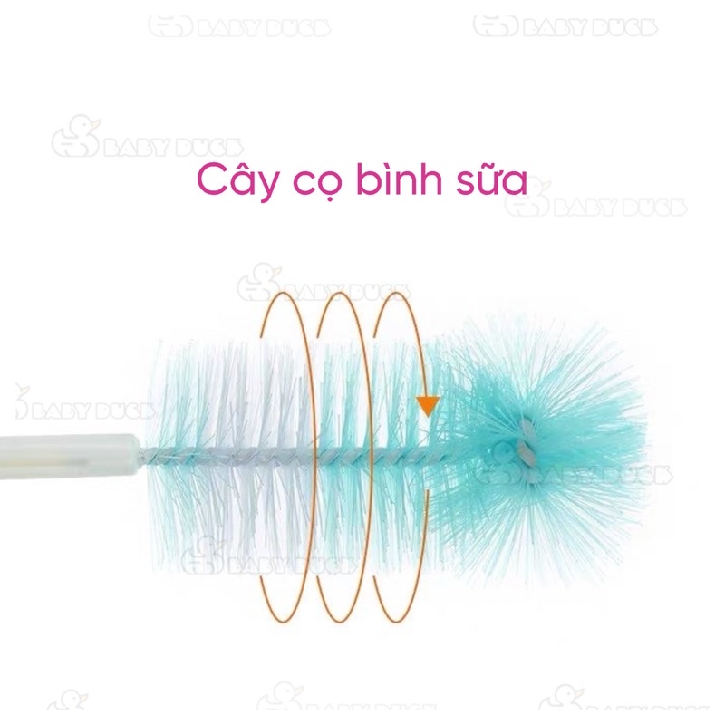 Set cọ rửa bình sữa bình uống nước 5 món, cọ núm ti, cọ dây hút sữa