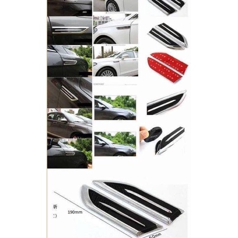 Bộ 2 miếng mang cá ô tô giả hốc gió dán trang trí sườn ô tô xe hơi kiểu dáng thể thao.