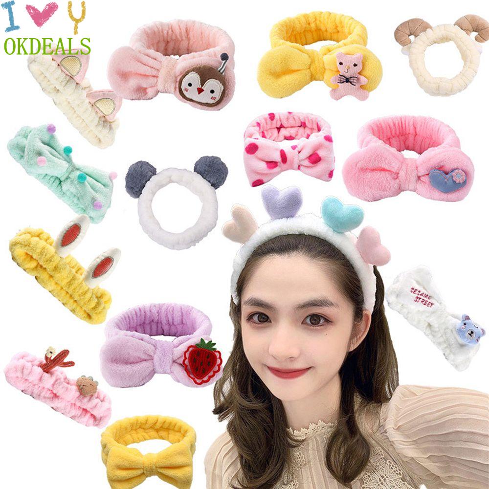 Băng Đô Rửa Mặt Không Trượt Bằng Vải Lông Nhung Co Giãn Dễ Thương Cho Nữ