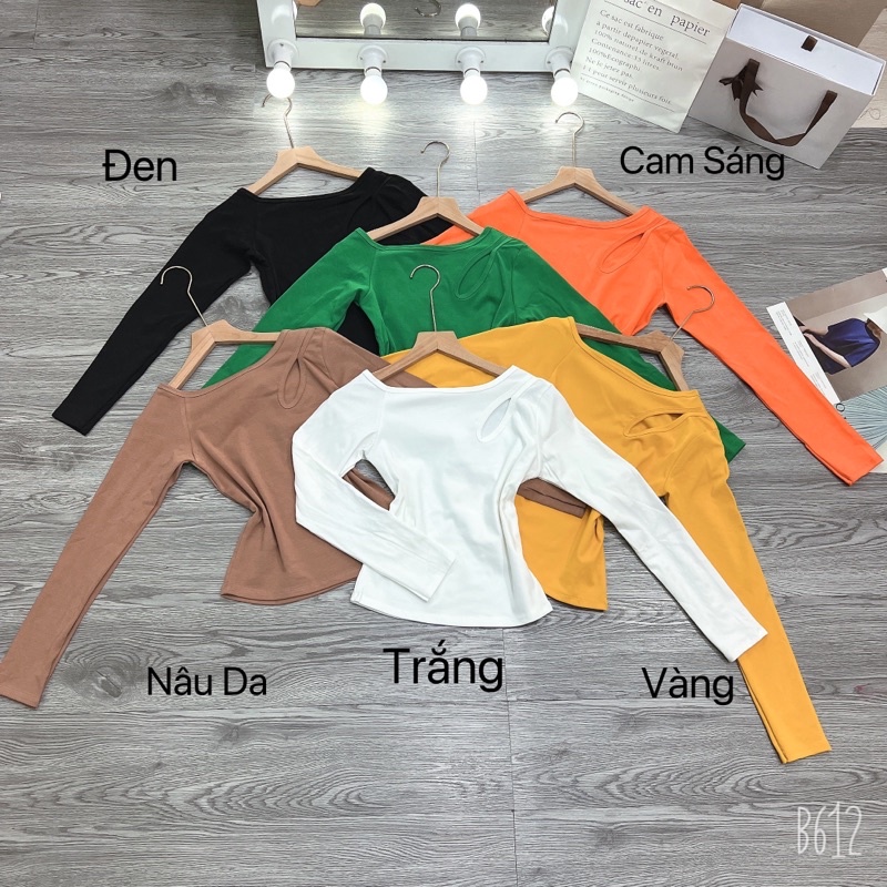 Áo thun body Tay Dài cổ lệch khoét vai
