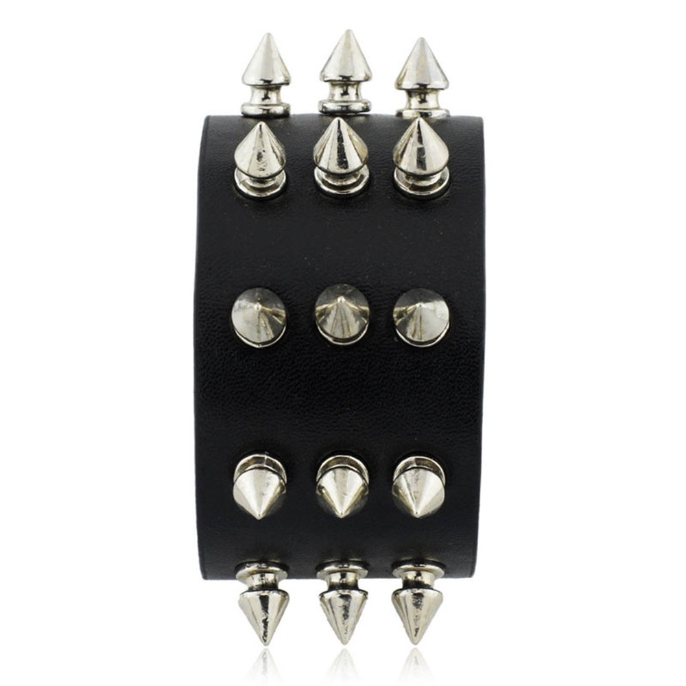 Vòng Đeo Tay Mũi Nhọn Ba Hàng Gai Độc Đáo Phong Cách Punk Gothic Rock Unisex & Vòng Tay Thời Trang Cho Nam