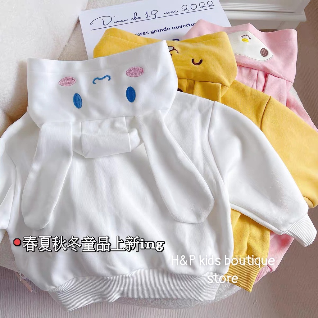 Áo khoác mũ khoá tai thỏ cực xinh cho bé trai, bé gái - AKMK