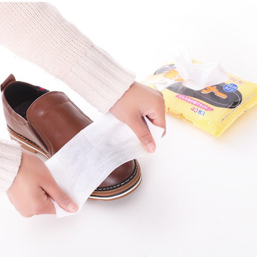 Set 40 giấy ướt lau giày da, túi da Hàng Nhật Chính Hãng