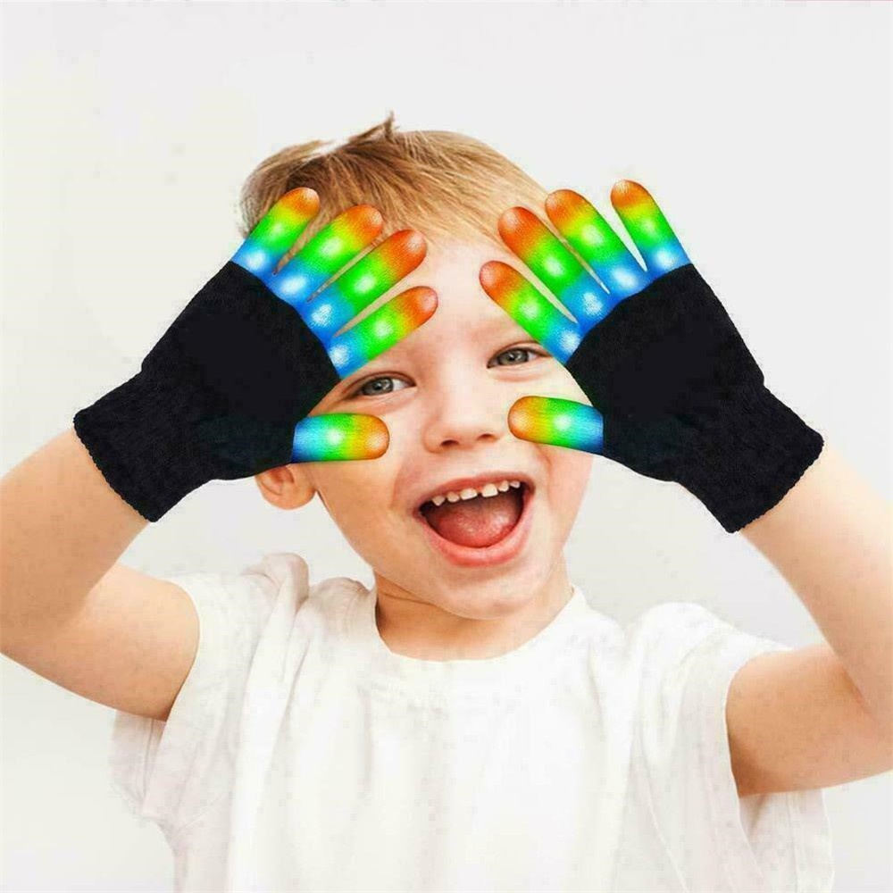 JUNE 1 Pair Adult LED Gloves Boys Girls Kids Toys Light Up Mittens Party Gloves Christmas Fashion Funny Halloween Trick Gift