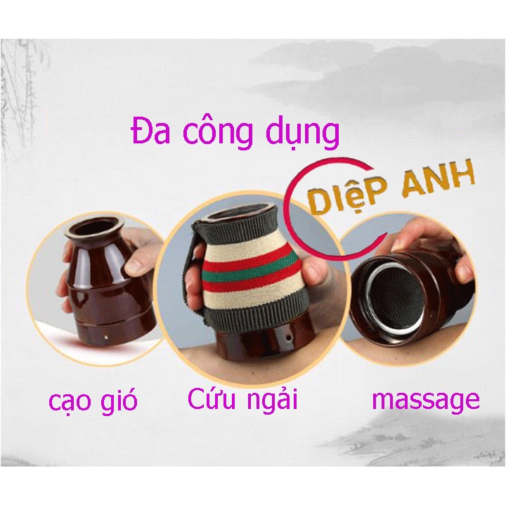 {COMBO} Cốc xông ngải cứu+ 108 viên ngải logo bát quái