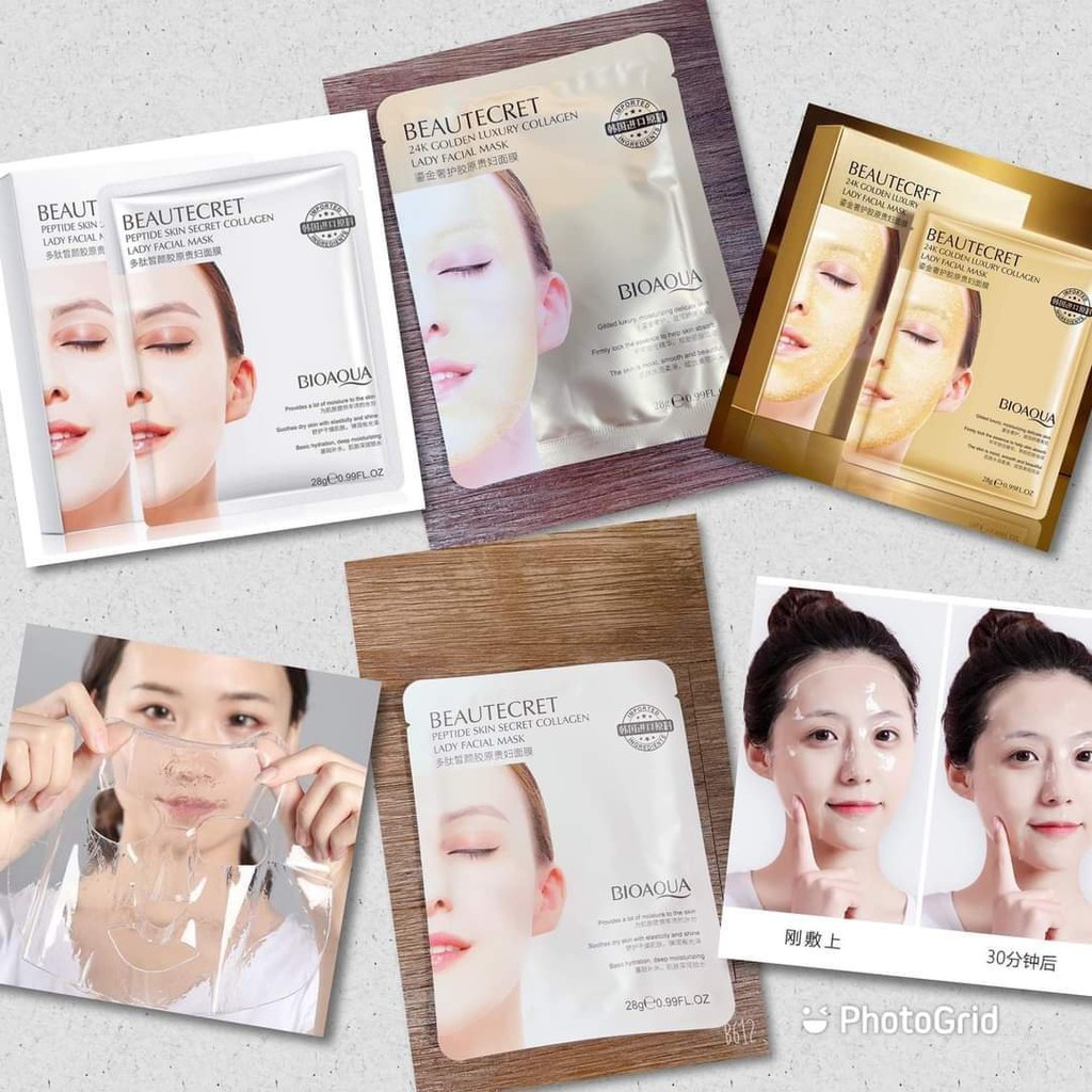 Mặt nạ Thạch Vàng 24K Collagen Bioaqua - Beautecret 24k Golden Luxury Collagen Lady Facial Mask