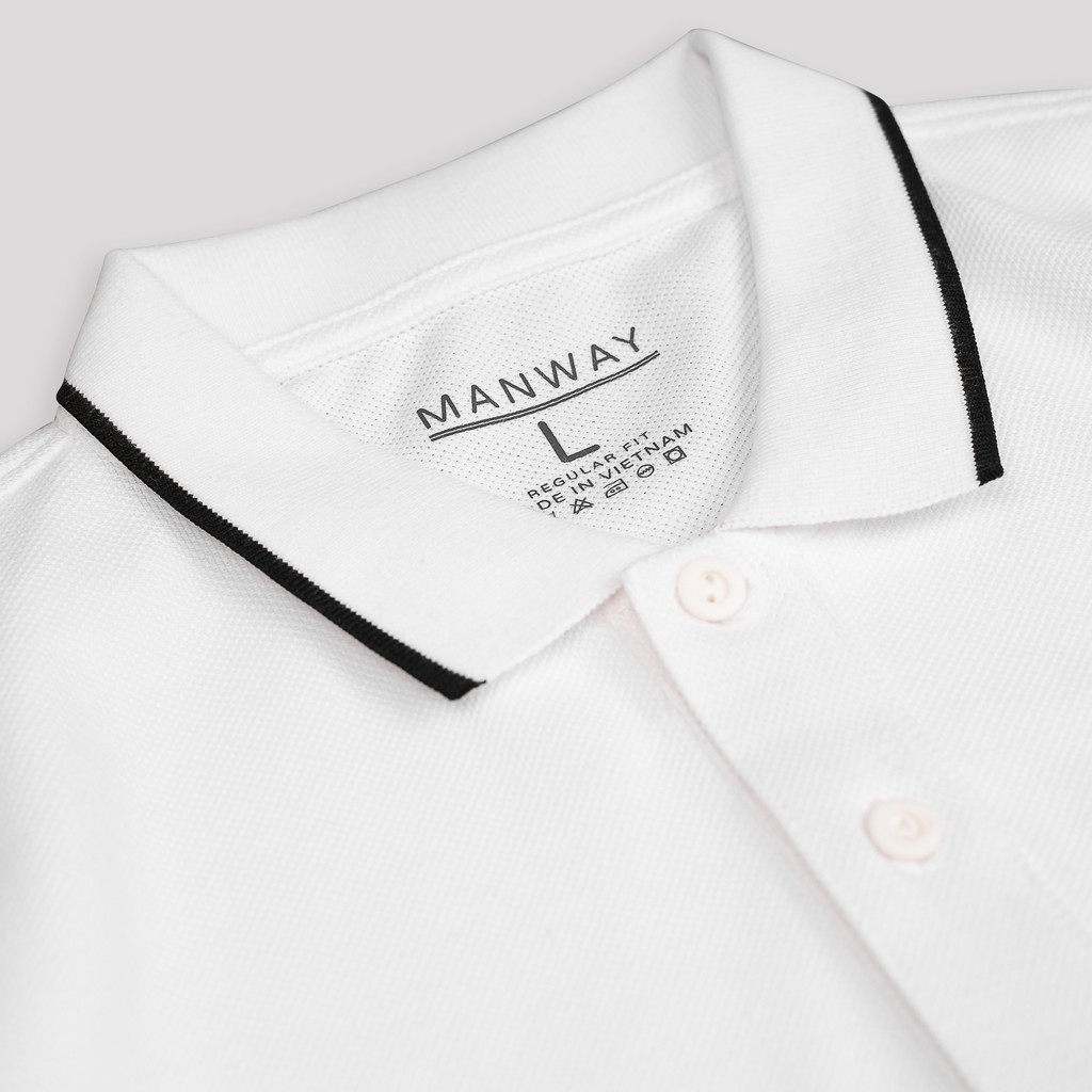 Áo thun nam có cổ Polo Cotton 240 gsm ComfortMax 1.0 Regularfit  phối viền đen dày dặn lịch sự thoáng mát - MANWAY | BigBuy360 - bigbuy360.vn