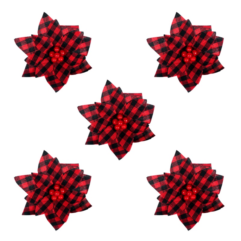 1 Set 5 Bông Hoa Poinsettia Trang Trí Giáng Sinh