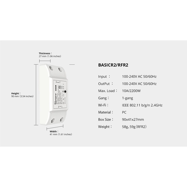 Sonoff basic R2 công tắc điều khiển Wifi 3G 4G cho nhà thông minh- Công Tắc Thông Minh Sonoff Basic bản quốc tế
